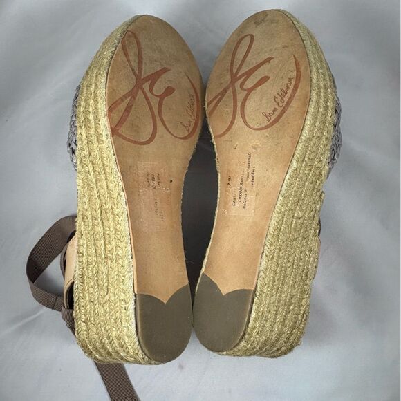 SAM EDELMAN Brown Woven Espadrille Wedge Sandals with Ribbon Tie, Size 7.5 - Picture 8 of 8